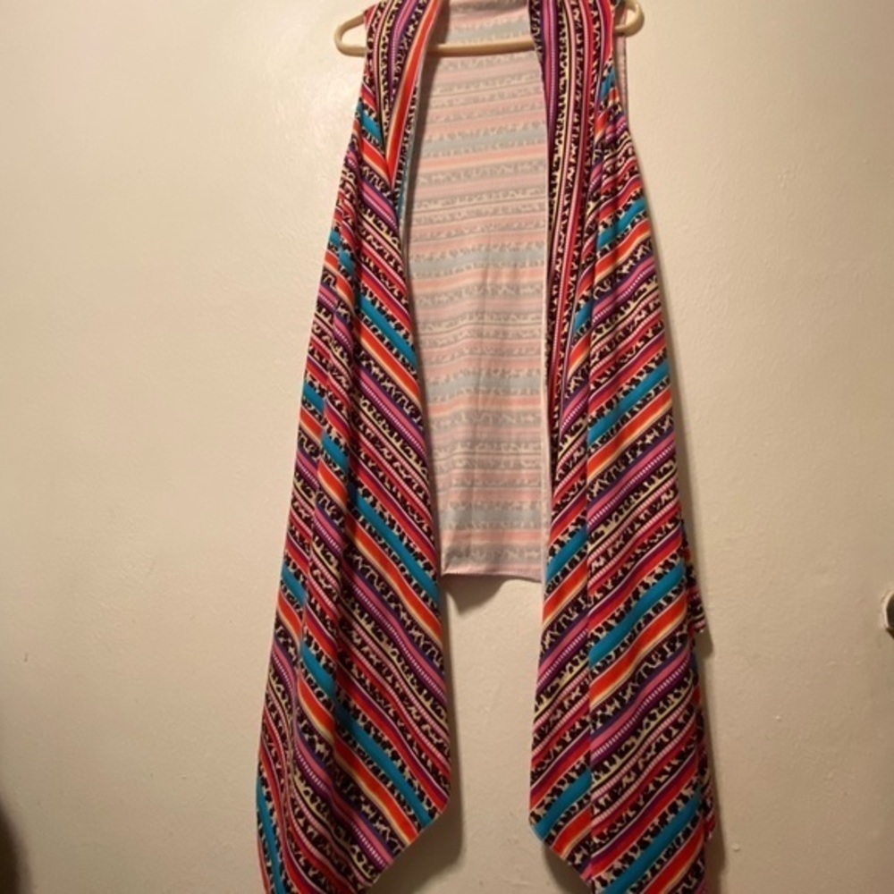 Cardigan Serape Vest Open Front Striped S/M Women’s Mixed Color Flowey